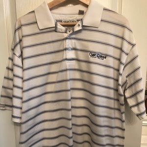 Tehama Golf Polo (Size Large) White w/stripes